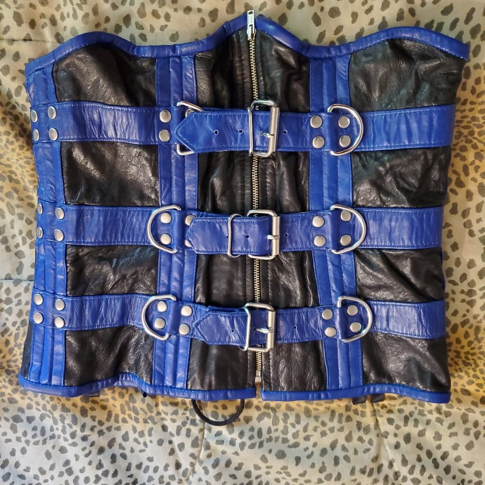 Real Leather Spiral Steel Boned Underbust Corset
